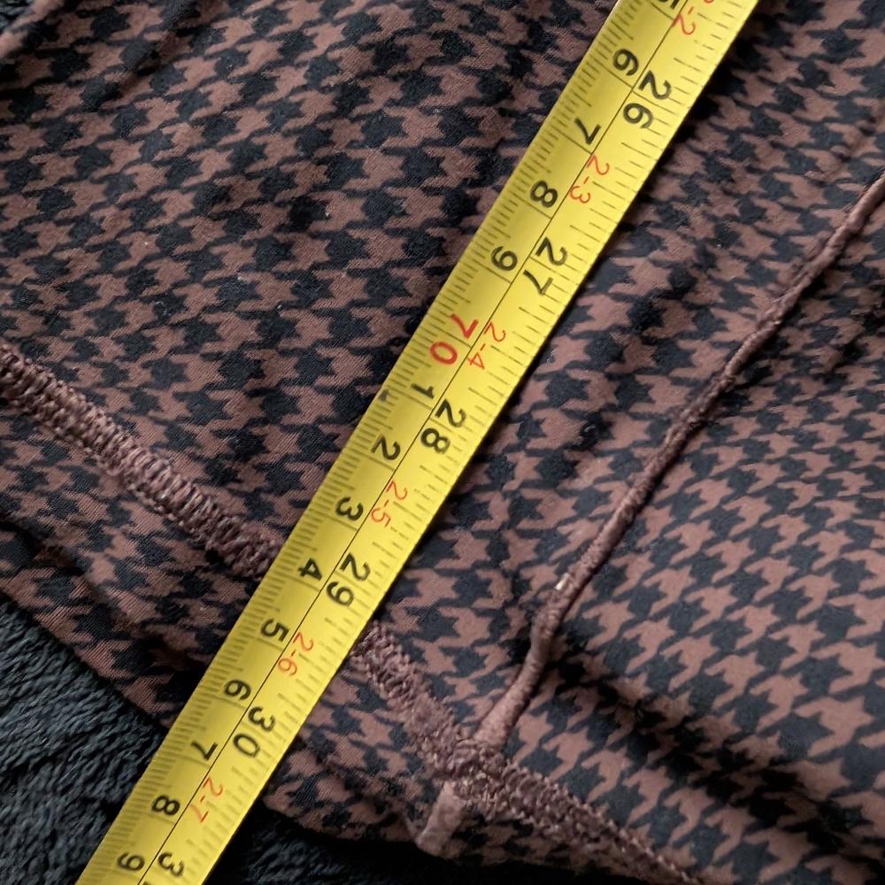 Aerie Offline Real Me Bootcut Flare Leggings Brown Viral Houndstooth Print Sz L - Picture 7 of 10